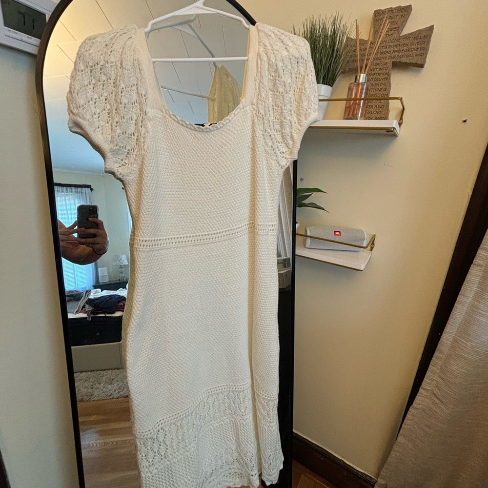 White slip sweater dress